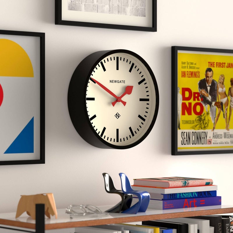 NEWGATEÂ® Luggage Wall Clock | Modern Retro Metal Station Clock | 12 inch | Deep Metal case in Black | Contemporary Vintage Style for Kitchen, Living Room or Office - Image 5